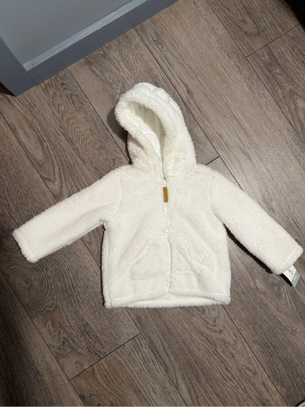 NWT Carters white Sherpa hoodie with ears